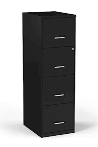 FILE CABINET, 4-DRAWER, VERTICAL, LETTER SIZE, LOCKABLE, BLACK, 18"D MAIN