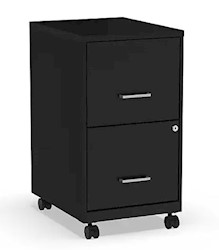 FILE CABINET, 2-DRAWER, VERTICAL, LETTER SIZE, LOCKABLE, BLACK, 18"D LARGE