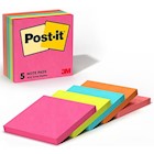 STICKY NOTES, POST-IT, 3" X 3", ASSORTED COLORS, 100 SHEETS/PAD, 5 PADS/CT THUMBNAIL