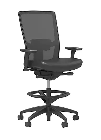 STOOL CHAIR, BLACK VINYL AND MESH, ADJUSTABLE LUMBAR, 2D ARMS, SYNCHRO TILT, WORKPLACE SERIES 500 THUMBNAIL