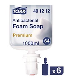HAND SOAP, FOAMING, ANTIBACTERIAL, PREMIUM, TORK, S4, UNSCENTED, 6/CT LARGE