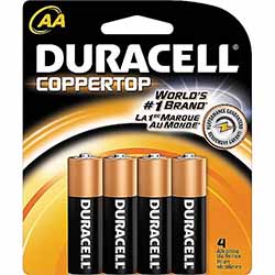 BATTERIES, AA, DURACELL, COPPERTOP, ALKALINE, 4/CT LARGE