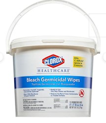 WIPES, CLOROX BLEACH GERMICIDAL, 6" X 5", UNSCENTED, 110/PAIL, 2 PAILS/CT LARGE