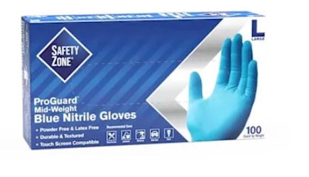 DISPOSABLE GLOVES, SAFETY ZONE, NITRILE, POWDER-FREE, BLUE, L, 100 GLOVES/CT LARGE