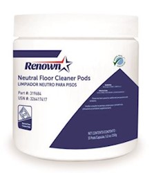 FLOOR CLEANER, NEUTRAL, PODS, RENOWN, 10/CT LARGE