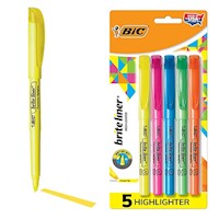 HIGHLIGHTERS, BIC BRITE LINER, STICK, CHISEL TIP, ASSORTED COLORS, 5/CT MAIN