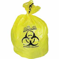 20-30 GALLON, 1.3 MIL, YELLOW, 30" x 43", BIO HAZARD FOR HEALTHCARE, FLAT PACK, 200/CT LARGE