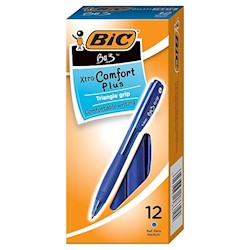 PENS, BALLPOINT, BIC, RETRACTABLE, MEDIUM POINT, BLUE INK, 12/CT LARGE
