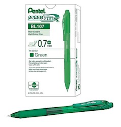 PENS, GEL, RETRACTABLE, MEDIUM POINT, GREEN INK, 12/CT LARGE