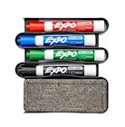 WHITEBOARD CADDY KIT, EXPO, MOUNTABLE, BROAD CHISEL TIP, ASSORTED COLORS, WITH ERASER THUMBNAIL