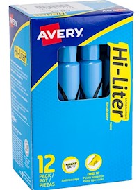 HIGHLIGHTERS, AVERY, TANK, CHISEL TIP, BLUE, 12/CT MAIN