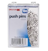 PUSH PINS, OFFICEMATE, CLEAR, 100/CT MAIN
