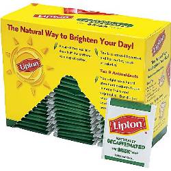 Tea, Lipton, Single-Serve Tea Bags, Decaffeinated, 72/Box LARGE