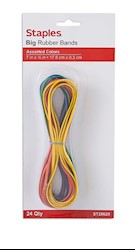 RUBBERBANDS, STAPLES, OVERSIZED, ASSORTED COLORS, 24/CT LARGE
