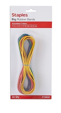 RUBBERBANDS, STAPLES, OVERSIZED, ASSORTED COLORS, 24/CT MAIN