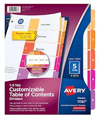 DIVIDERS, AVERY, READY INDEX, TABLE OF CONTENTS, PAPER, 1-5 TABS, MULTICOLOR, 6 SETS/CT MAIN