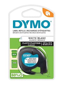 LABEL MAKER TAPE, PLSATIC, DYMO LETRATAG 91331, 1/2" X 13', BLACK ON WHITE MAIN
