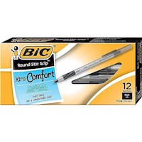 PENS, BALLPOINT, BIC, FINE POINT, 0.8MM, BLACK INK, 12/CT MAIN