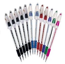 PENS, BALLPOINT, MEDIUM POINT, ASSORTED COLORS, 12/CT LARGE