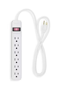 POWER STRIP, 6 OUTLET, 3' CORD, WHITE MAIN
