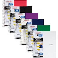 NOTEBOOK, 5 SUBJECT, COLLEGE RULED, 8.5" X 11", 200 SHEETS MAIN