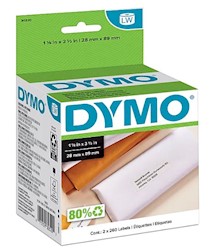 ADDRESS LABELS, MAILING, DYMO LABELWRITER 30320, 3 1/2" X 1 1/8", BLACK ON WHITE, 260 LABELS/ROLL, 2 LARGE