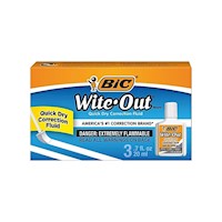 CORRECTION FLUID, BIC WITE-OUT, 20 ML, WHITE, 3/CT MAIN