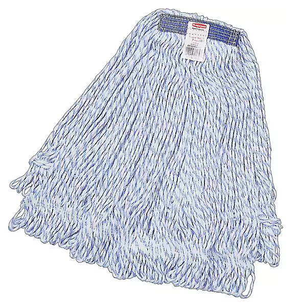 FINISH MOP HEAD, RUBBERMAID, SUPER STICK, LARGE, WHITE/BLUE, 5" THUMBNAIL