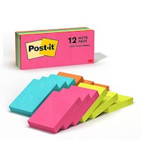 STICKY NOTES, POST-IT, ASSORTED COLORS, 1 3/8" X 1 7/8", 100 SHEETS/PAD, 12 PADS/CT MAIN