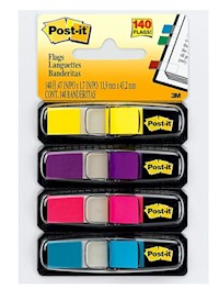 PAGE FLAGS, POST-IT, 0.47", ASSORTED COLORS, 140 FLAGS/CT MAIN