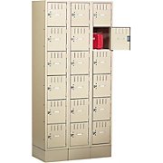 Lockers, Tennsco Box, 3-Wide Unit, 18 Lockers, Sand THUMBNAIL