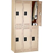 Lockers, Tennsco Double-Tier Lockers 3-Wide Unit Sand THUMBNAIL