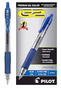 PENS, GEL, RETRACTABLE, PILOT G2, EXTRA FINE POINT, BLUE INK, 12/CT MAIN