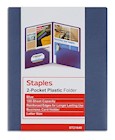 PRESENTATION FOLDER, PLASTIC, 2 POCKET, STAPLES, DARK BLUE THUMBNAIL