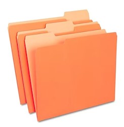 FILE FOLDERS, STAPLES, 1/3 CUT TAB, LETTER SIZE, ORANGE, 100/CT LARGE