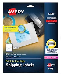 SHIPPING LABELS, AVERY, LASER, 3 3/4" X 4 3/4", WHITE, 4 LABELS/SHEET, 25 SHEETS/CT MAIN