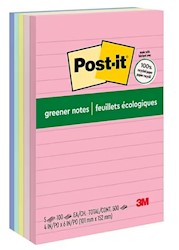 NOTEPADS, STICKY, POST-IT, RECYCLED, LINED, 4" X 6", 100 SHEETS/PAD, 5 PADS/CT LARGE