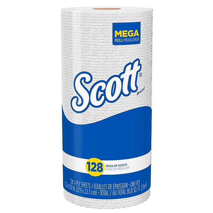 PAPER TOWELS, KITCHEN, RECYCLED, WHITE, 1-PLY, 128 SHEETS/ROLL, 20 ROLLS/CT THUMBNAIL
