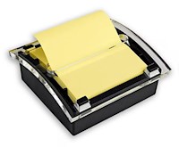 STICKY NOTE DISPENSER, POST-IT, FOR 3" X 3" NOTES, BLACK/CLEAR MAIN