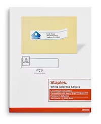 ADDRESS LABELS, LASER/INKJET, STAPLES, 1" X 4", WHITE, 2000 LABELS/CT MAIN