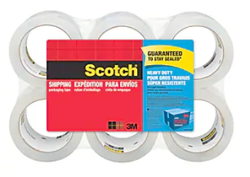 TAPE, HEAVY DUTY SHIPPING PACKING TAPE, CLEAR, 1.88" X 54.6 YDS, 6 ROLLS/PACK LARGE