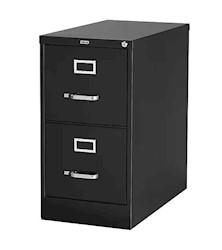 FILE CABINET, 2-DRAWER, VERTICAL, LOCKING, LETTER, BLACK, 26.5"D LARGE