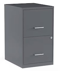 FILE CABINET, 2-DRAWER, VERTICAL, LOCKING, LETTER, CHARCOAL, 18.9"D MAIN