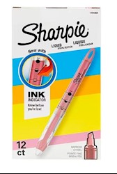 HIGHLIGHTERS, SHARPIE, CHISEL TIP, LIQUID, PINK, 12/CT LARGE