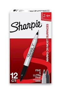 PERMANENT MARKERS, SHARPIE, TWIN TIP, BLACK, 12/CT MAIN