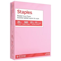 COPY PAPER, RECYCLED, PASTEL, 20 LBS, 8.5" X 11", 500/REAM LARGE
