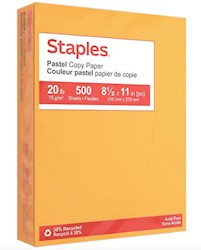 COPY PAPER, RECYCLED, PASTEL, 20 LBS, 8.5" X 11", 500/REAM LARGE
