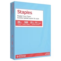COPY PAPER, STAPLES, 8.5" X 11", RECYCLED, 20 LBS, BLUE, 500/REAM MAIN