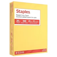 COPY PAPER, STAPLES, 8.5" X 11", RECYCLED, 20 LBS, CANARY, 500/REAM MAIN