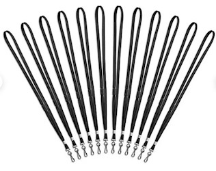 LANYARDS, BREAKWAY, 36" LENGTH, NYLON, BLACK, 12/CT LARGE